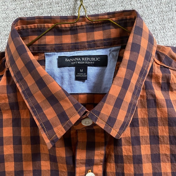Banana Republic Blue&Orange Checkered Button Down - Picture 2 of 3